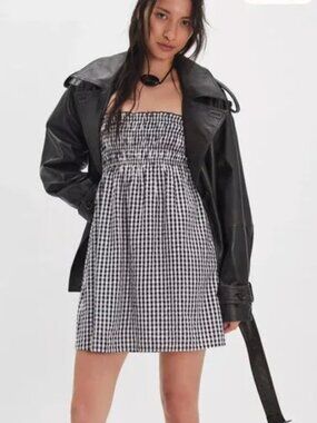 NWOT - Free People FP One Sunni Convertible Skirt / Dress - Black Gingham - Sz L